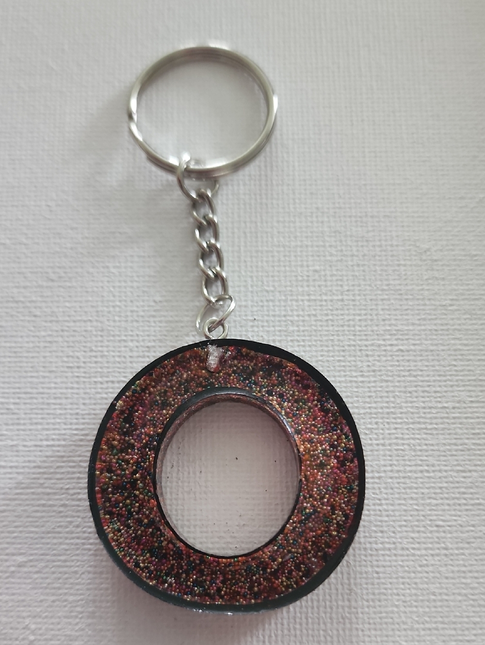 letter 0 resin keychains